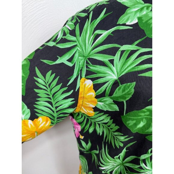 Lauren Ralph Lauren Womens 100% Linen Tropical Top Size Large Toggle Beachy - Picture 2 of 13